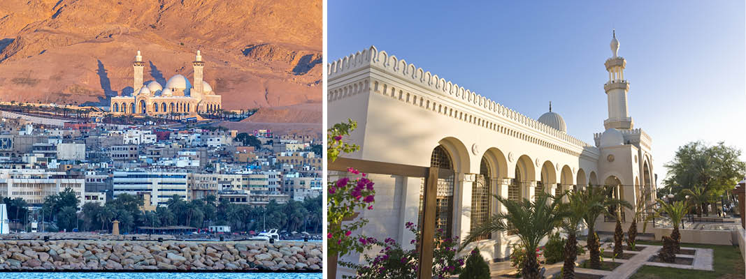 Havne- og badebyen Aqaba med Sharif Hussein bin Ali-mosken, Jordan