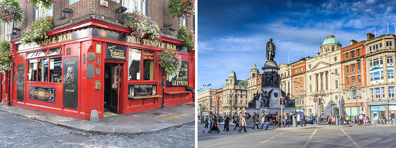 Temple Bar og gade i Dublin Irland