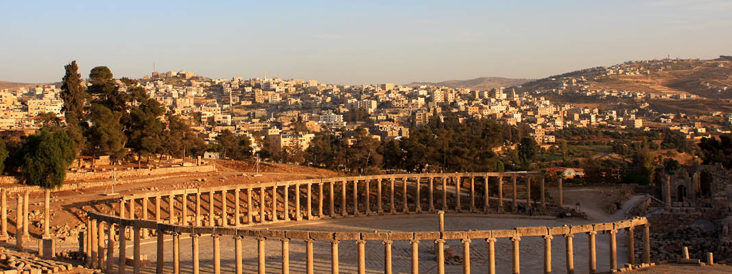 Den antikke ruinby Jerash i Jordan