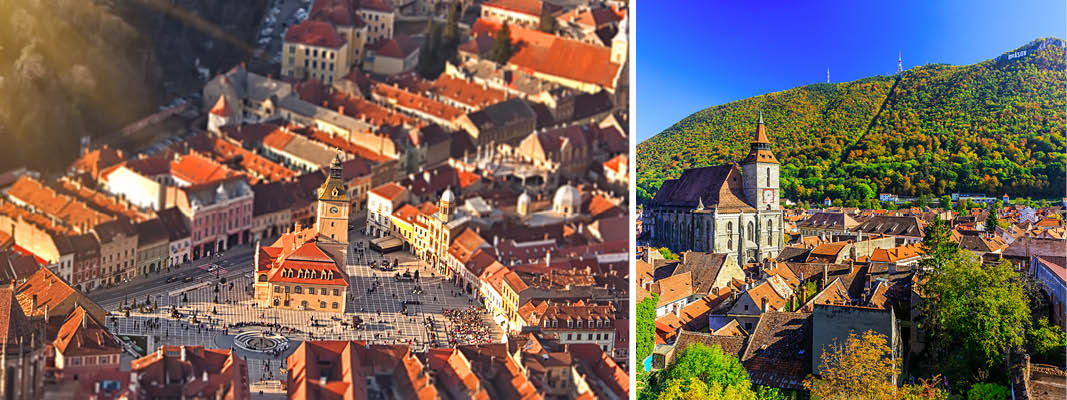 Brasov med Tampabjerget i baggrunden, Rumænien