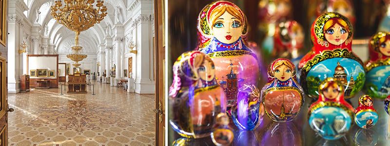Oplev eremitage-museet og se traditionelle russiske dukker