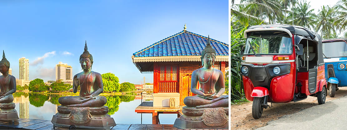 Gangaramaya templet og sightseeing i tuk-tuk