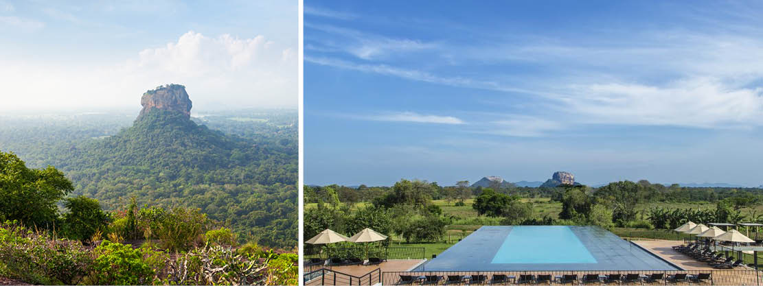 Sigiriya-klippen og udsigten fra hotellet
