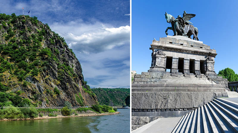 Lorelai klippen, Tyskland og Koblenz, Statue ved Rhinen
