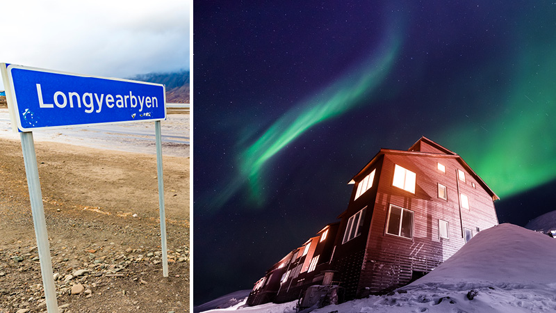 Longyearbyen p Svalbard i Norge