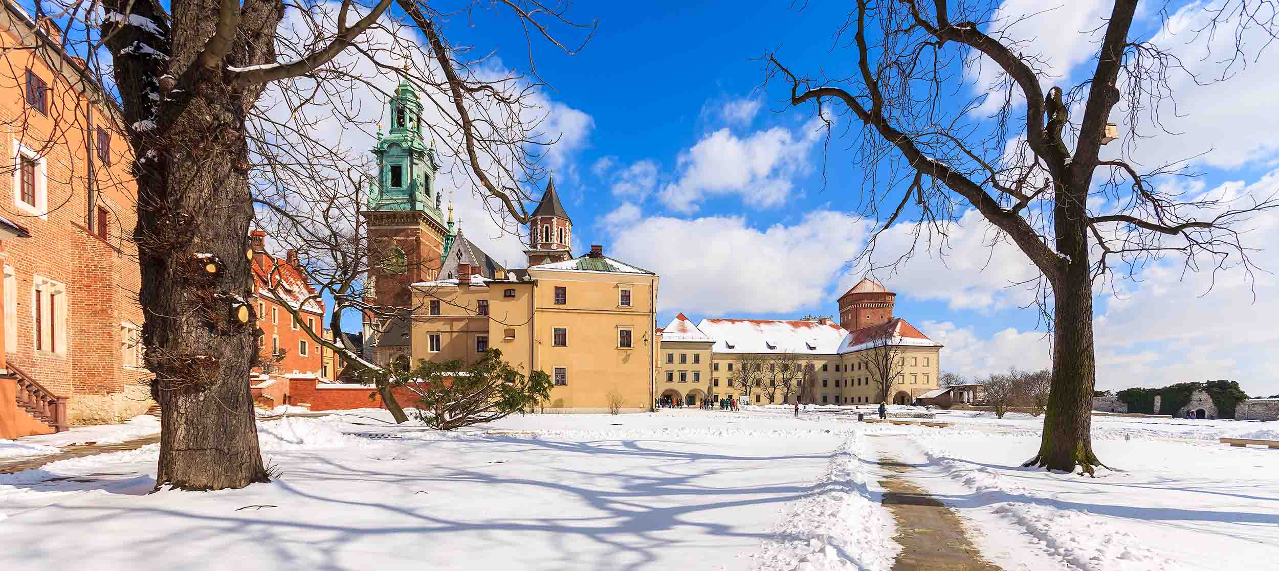 Snefald p nytrsaften i Krakow, Polen