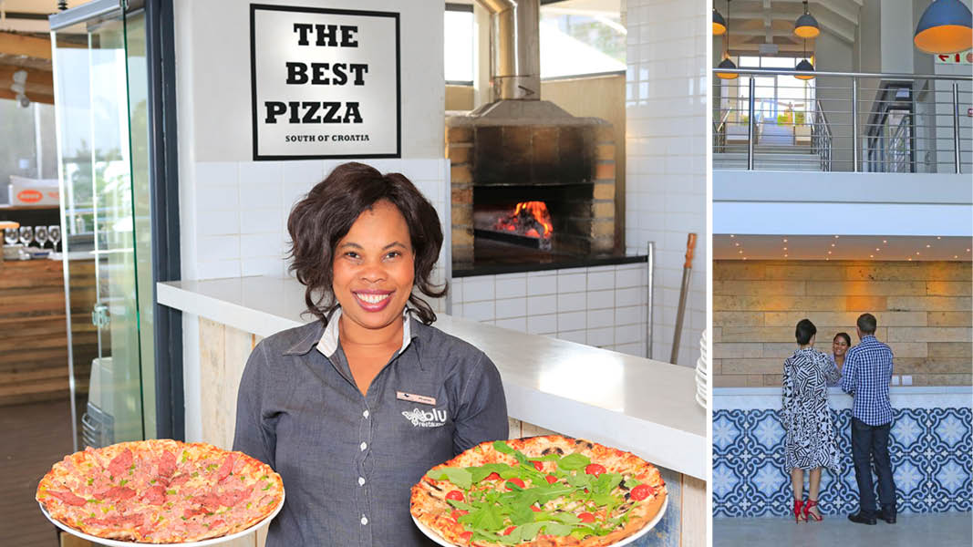 Pizza fra The Butterfly Blu og receptionen p Brenton Haven